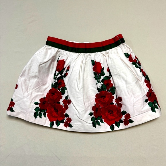 Christmas Floral Skirt Girl 5 Janie Jack Ivory Red Skater Circle Holiday Festive - Picture 3 of 6